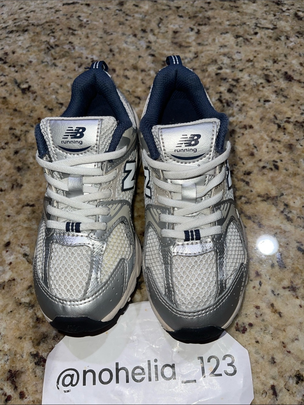New Balance 530 Kids' Silver and Navy Running Shoes